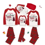Christmas Matching Family Pajamas Most Wonderful Time Of Year White Red Plaids Pajamas Set