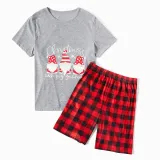 Christmas Matching Family Pajamas Merry Christmas Gnomies Black Short Plaids Pajamas Set