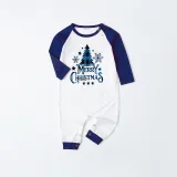 Christmas Matching Family Pajamas Merry Christmas Tree Blue Plaids Family Sleepwear Set