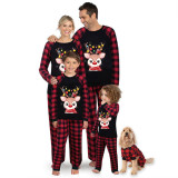 Christmas Matching Family Pajamas Cute Reindeer Red Plaid Pajamas Set