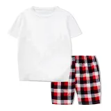 Christmas Matching Family Pajamas Personalized Custom Design White Short Christmas Pajamas Set With Dog Cloth