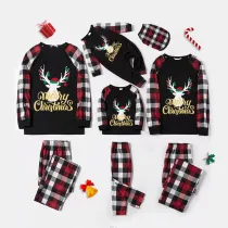 Christmas Matching Family Pajamas Neon Lamp Christmas Reindeer Antlers Pajamas Set