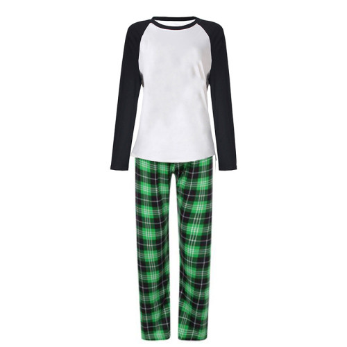 Christmas Matching Family Pajamas Green Plaids DIY Custom Design Christmas Pajamas Set With Dog Cloth