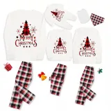 Christmas Matching Family Pajamas Red Plaids Merry Christmas Tree Family Set
