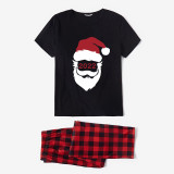 2022 DIY Custom Your Name Christmas Matching Family Pajamas Gray Santa Black Short Pajams Set