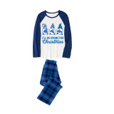 Christmas Matching Family Pajamas I Will Be Gnome For Christmas Blue Plaids Pajamas Set