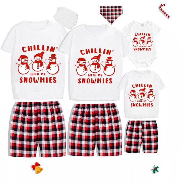 Christmas Matching Family Pajamas Chillin With My Snowmies Short Christmas Pajamas Set