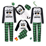 Christmas Matching Family Pajamas Chillin With My Snowmies Sunglass Snowman Green Plaid Pajamas Set