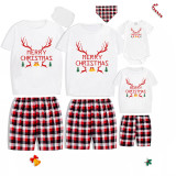 Christmas Matching Family Pajamas Merry Christmas Heart Design Deer Antlers Bell Short Pajamas Set