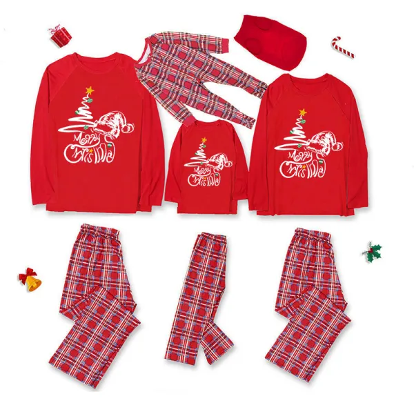 Christmas Matching Family Pajamas Christmas Tree Red  Pajamas Set With Dog Pajamas