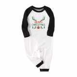 Christmas Matching Family Pajamas Merry Christmas Heart Design Deer Antlers Gift Box Green Pajamas Set