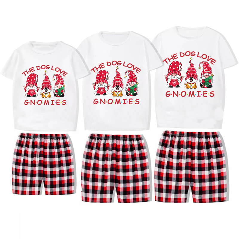 Christmas Matching Family Pajamas Dog Love Gnomies Short Pajamas Set