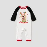 Christmas Matching Family Pajamas Labrador Antlers Merry Christmas White Pajamas Set