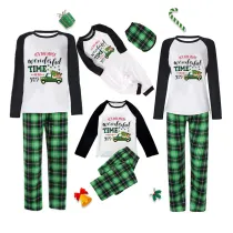 Christmas Matching Family Pajamas Most Wonderful Time Of The Year Green Pet Paw Car Pajamas Set
