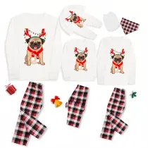 Christmas Matching Family Pajamas French Bulldog Neon Lamp Antlers Pajamas Set