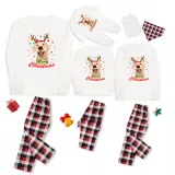 Christmas Matching Family Pajamas Labrador Antlers Merry Christmas White Pajamas Set