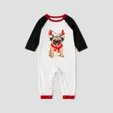 Christmas Matching Family Pajamas French Bulldog Neon Lamp Antlers Pajamas Set