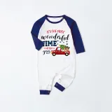 Christmas Matching Family Pajamas Most Wonderful Time Of The Year Blue Pet Paw Car Pajamas Set