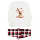 Christmas Matching Family Pajamas Labrador Antlers Merry Christmas White Pajamas Set