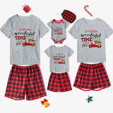 Christmas Matching Family Pajamas Most Wonderful Time Of The Year Pet Paw Car Short Pajamas Set