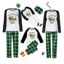 Christmas Matching Family Pajamas Dachshund Through The Snow Green Pajamas Set