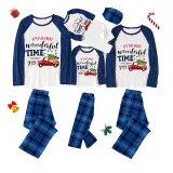 Christmas Matching Family Pajamas Most Wonderful Time Of The Year Blue Pet Paw Car Pajamas Set