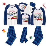 Christmas Matching Family Pajamas Most Wonderful Time Of The Year Blue Pet Paw Car Pajamas Set