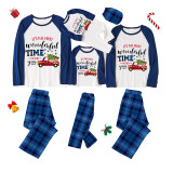 Christmas Matching Family Pajamas Most Wonderful Time Of The Year Blue Pet Paw Car Pajamas Set