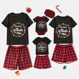 Christmas Matching Family Pajamas Here Comes Santa Paws Dog Cat Wreath Black Pajamas Set