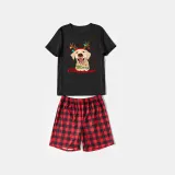 Christmas Matching Family Pajamas Labrador Antlers Merry Christmas Black Pajamas Set