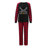 Christmas Matching Family Pajamas Merry Christmas Heart Design Deer Antlers Bell Black Short Pajamas Set