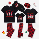 Christmas Matching Family Pajamas Red Meowy Catmas Black Short Pajamas Set