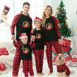 Christmas Matching Family Pajamas Merry Christmas Wreath Cat Dog Garland Black Pajamas Set