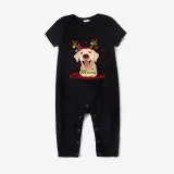 Christmas Matching Family Pajamas Labrador Antlers Merry Christmas Black Pajamas Set