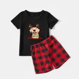 Christmas Matching Family Pajamas Labrador Antlers Merry Christmas Black Pajamas Set