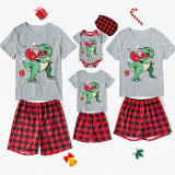 KidsHoo Design Christmas Matching Family Pajamas Santa Jurassic Dinosaur Short Pajamas Set