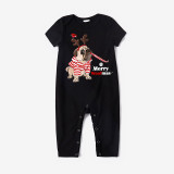 Christmas Matching Family Pajamas French Bulldog Merry Woofmas Black Pajamas Set