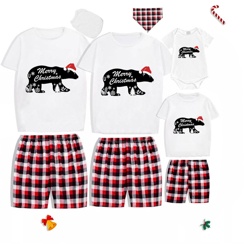 Christmas Family Matching Pajamas Merry Christmas Polar Bear Short Pajamas Set