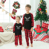 Christmas Family Matching Pajamas Flowers Antlers Merry Christmas Black Pajamas Set