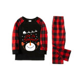 Christmas Family Matching Pajamas Santa Fly Deers Let It Snow Snowman Black Pajamas Set