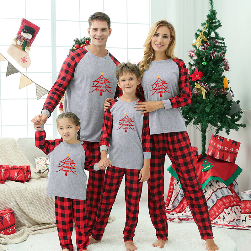 Christmas Family Matching Pajamas Red We Are Family Christmas Tree Pajamas Set