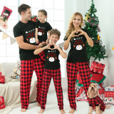 Christmas Family Matching Pajamas Santa Fly Deers Let It Snow Snowman Black Pajamas Set