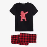 Christmas Family Matching Pajamas Hope Peace Slogan Santa Claus Black Christmas Pajamas Set