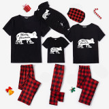 Christmas Family Matching Pajamas Merry Christmas Polar Bear Black Red Plaids Pajamas Set