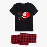 Christmas Family Matching Pajamas Slogan Santa Claus Is Coming To Town Black Pajamas Set