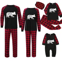 Christmas Family Matching Pajamas Merry Christmas Polar Bear Black Red Plaids Pajamas Set