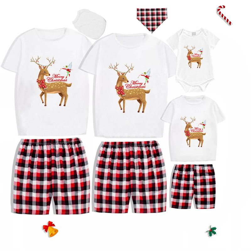 Christmas Family Matching Pajamas Angel Merry Christmas Deer Short Pajamas Set