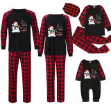 Christmas Family Matching Pajamas Snowman Let It Snow White Snowflake Black Pajamas Set