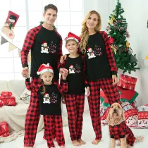 Christmas Family Matching Pajamas Snowman Let It Snow White Snowflake Black Pajamas Set