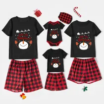 Christmas Family Matching Pajamas Santa Fly Deers Let It Snow Snowman Short Pajamas Set